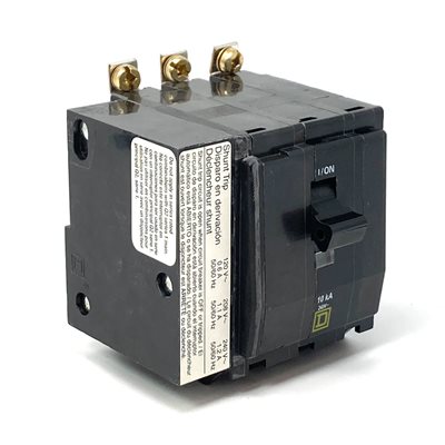 SQUARE D QOB3151021 15A 240V 3 POLE SHUNT TRIP (120V)